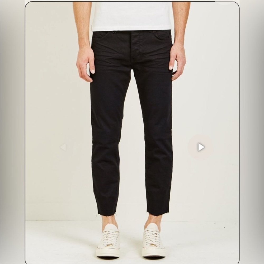Neuw Lou Crop Jeans Black Distressed Patchwork Size 31